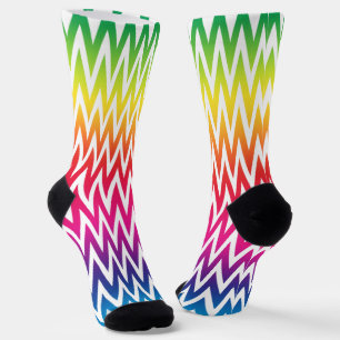 Funky Rainbow Chevron Pattern Colourful Socks