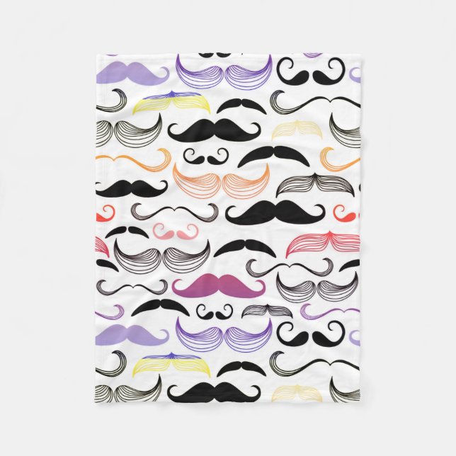 Funky Rainbow Moustache Design Fleece Blanket (Front)