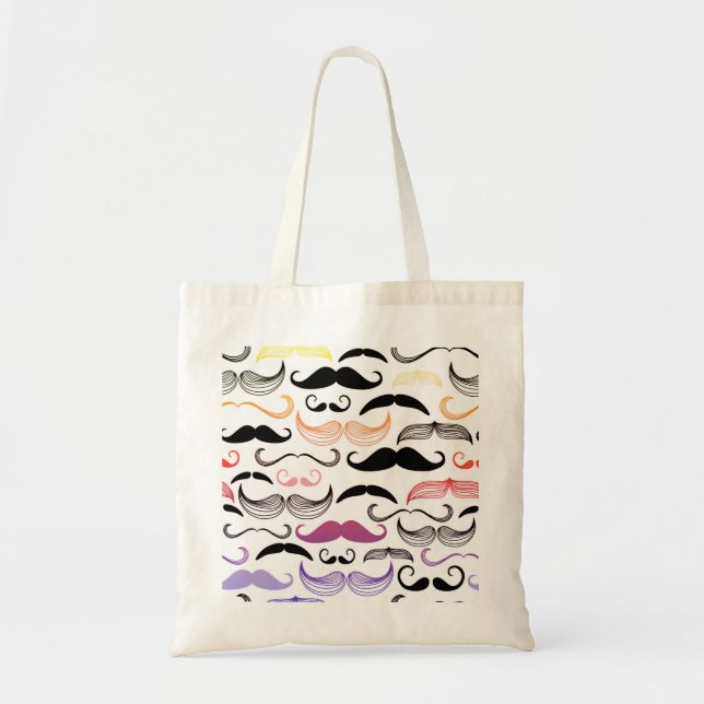 Funky Rainbow Moustache Design Tote Bag (Front)