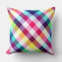 Funky Rainbow Plaid Pattern Big Throw Pillow