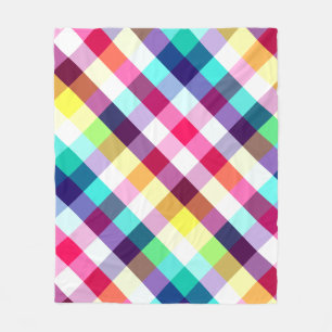 Funky Rainbow Plaid Pattern Medium Fleece Blanket