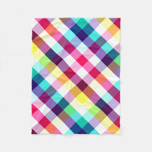 Funky Rainbow Plaid Pattern Small Fleece Blanket