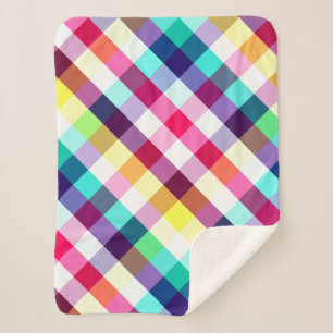 Funky Rainbow Plaid Pattern Small Sherpa Blanket