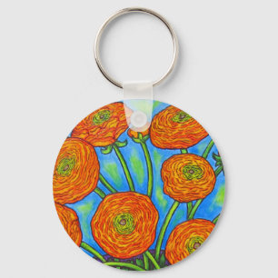 Funky Ranunculus Bouquet Key Chain