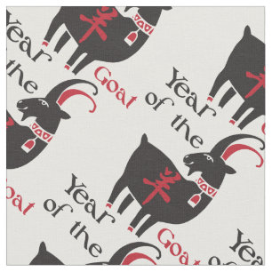 Funky Red and Black Year of the Goat Fabric