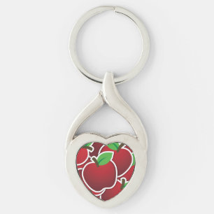 Funky red apple key ring