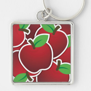 Funky red apple key ring
