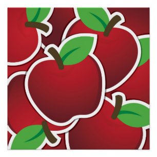 Funky red apples poster