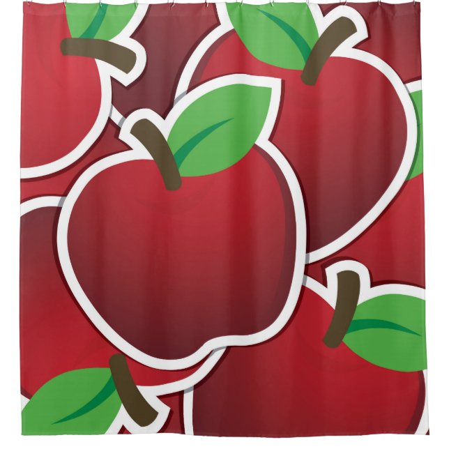 Funky red apples shower curtain (Front)
