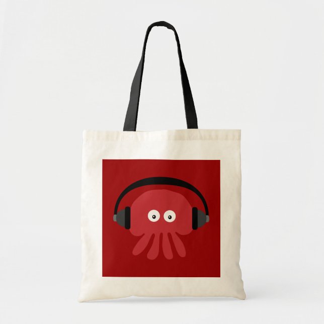 Funky Red Cartoon DJ Jellyfish Bag (Front)