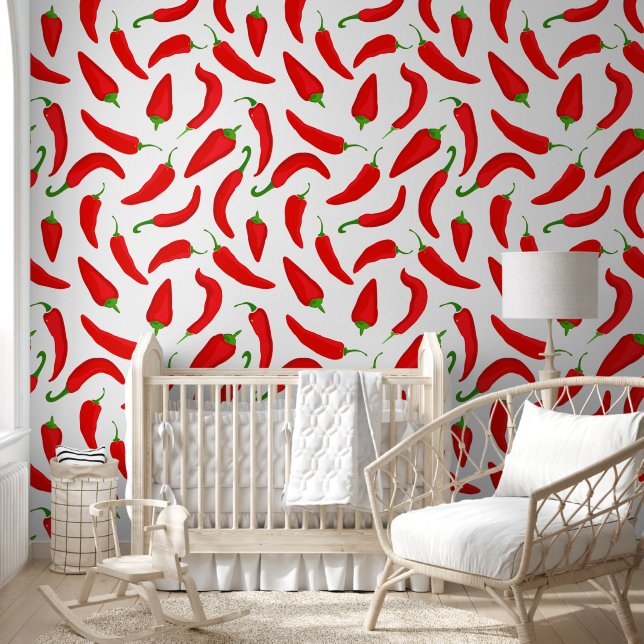 Funky Red Chilli Peppers Red White Wallpaper (Kids)