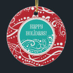 Funky Red & Teal Swirl Christmas Ornaments<br><div class="desc">This fun and funky ornament can be totally personalised by you to make a wonderful holiday gift for anyone on your shopping list! ©Lindsay's Stamp Stuff</div>