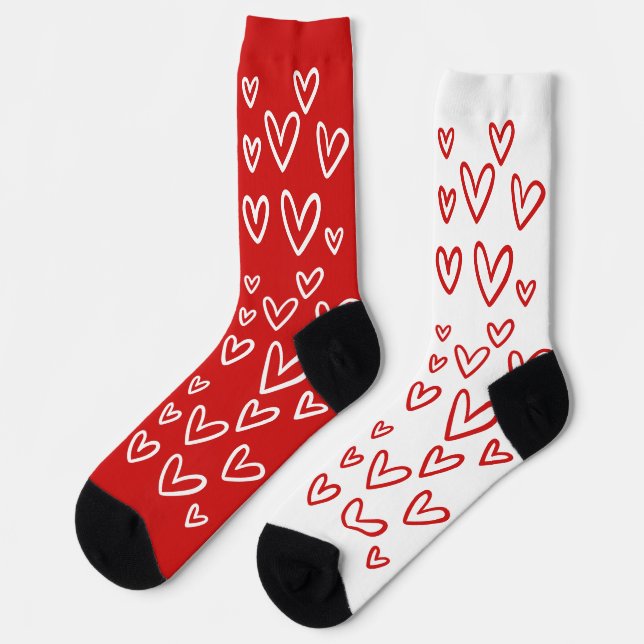 FUNKY RED & WHITE HEARTS VALENTINE'S DAY SOCKS (Left)