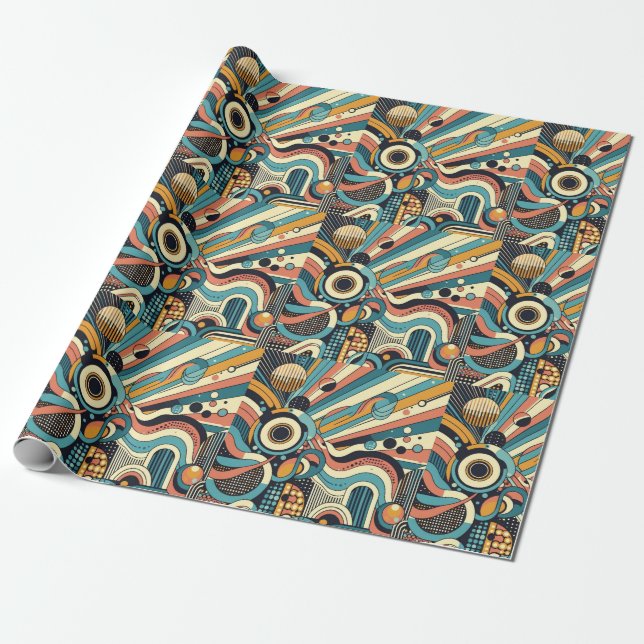 funky retro 1970's abstract pattern  wrapping paper (Unrolled)