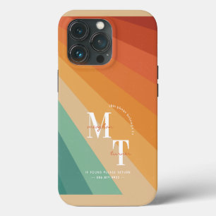 Funky Retro 1970s Groovy Stripes Monogram iPhone 13 Pro Case