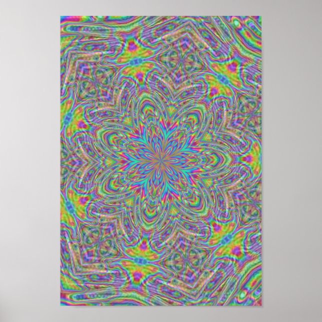 Funky Retro 60s Style Kaleidoscope Poster (Front)
