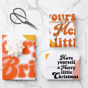 Funky Retro 70s   Merry & Bright Wrapping Paper Sheet