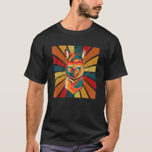 Funky Retro Alpaca With Sunglasses Colourful Desig T-Shirt