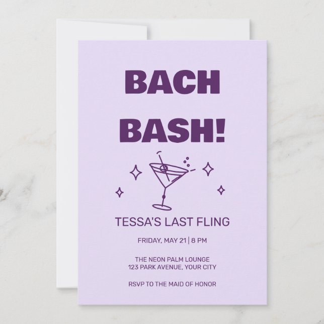 Funky Retro Bach Bash Bachelorette Invitation (Front)