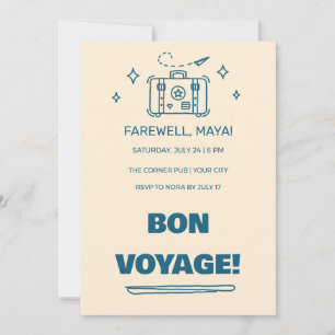 Funky Retro Bon Voyage Farewell Party Invitation