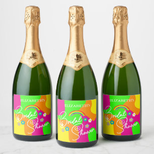 Funky Retro Bridal Shower Sparkling Wine Label