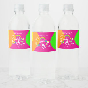 Funky Retro Bridal Shower Water Bottle Label