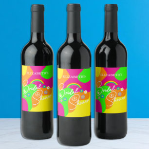 Funky Retro Bridal Shower Wine Label