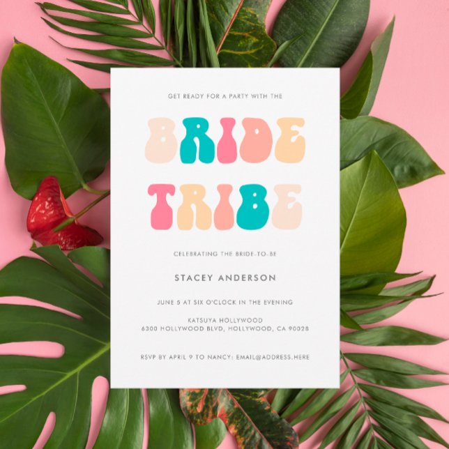 Funky Retro Bride Tribe Bachelorette Party Invitation (Creator Uploaded)