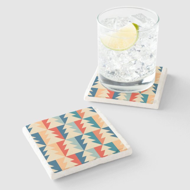 FUNKY RETRO CHRISTMAS TREES STONE COASTER (Side)