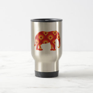 Funky Retro Circles Elephant Travel Mug
