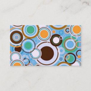 Funky Retro Circles Pattern Teal Aqua Brown Business Card