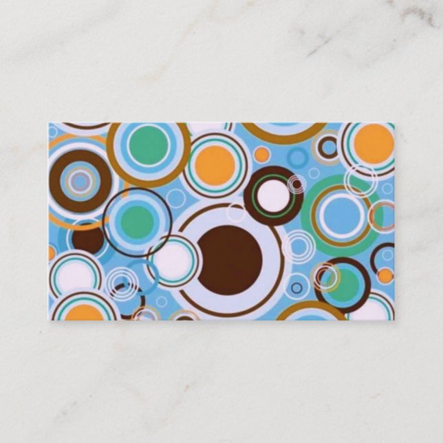 Funky Retro Circles Pattern Teal Aqua Brown Business Card (Front)