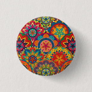 Funky Retro Colourful Mandala Pattern 3 Cm Round Badge