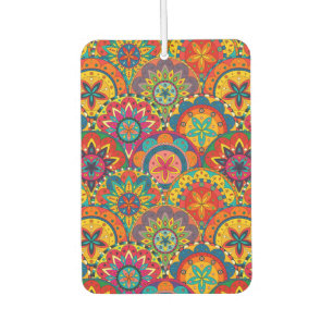 Funky Retro Colourful Mandala Pattern Car Air Freshener