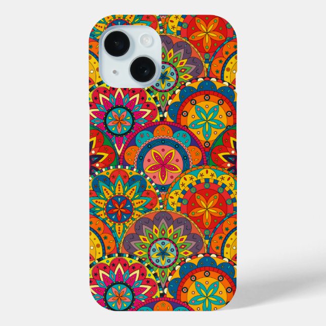 Funky Retro Colourful Mandala Pattern Case-Mate iPhone Case (Back)
