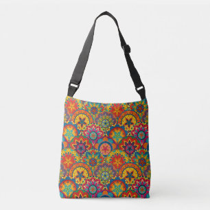 Funky Retro Colourful Mandala Pattern Crossbody Bag