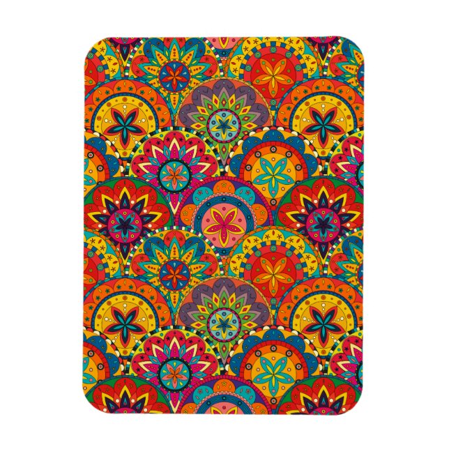 Funky Retro Colourful Mandala Pattern Magnet (Vertical)