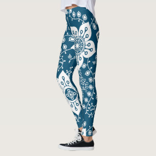 Funky Retro Cool Modern Flowers Art Pattern Leggings
