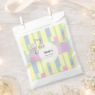Funky Retro Cubism Stork Delivery Baby Shower Favour Bags