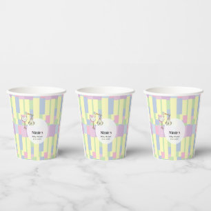 Funky Retro Cubism Stork Delivery Baby Shower Paper Cups