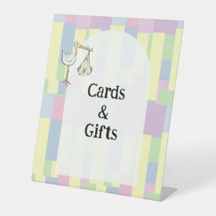 Funky Retro Cubism Stork Delivery Cards & Gifts  Pedestal Sign