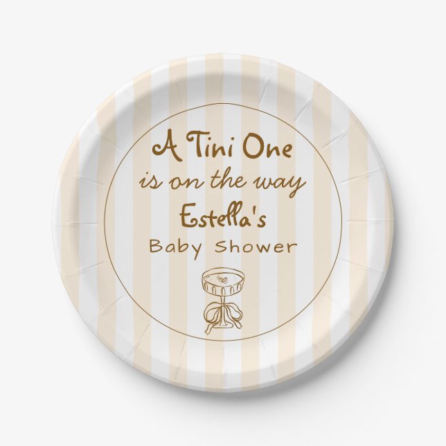Funky Retro Doodle Espresso Martini Baby Shower Paper Plate (Front)