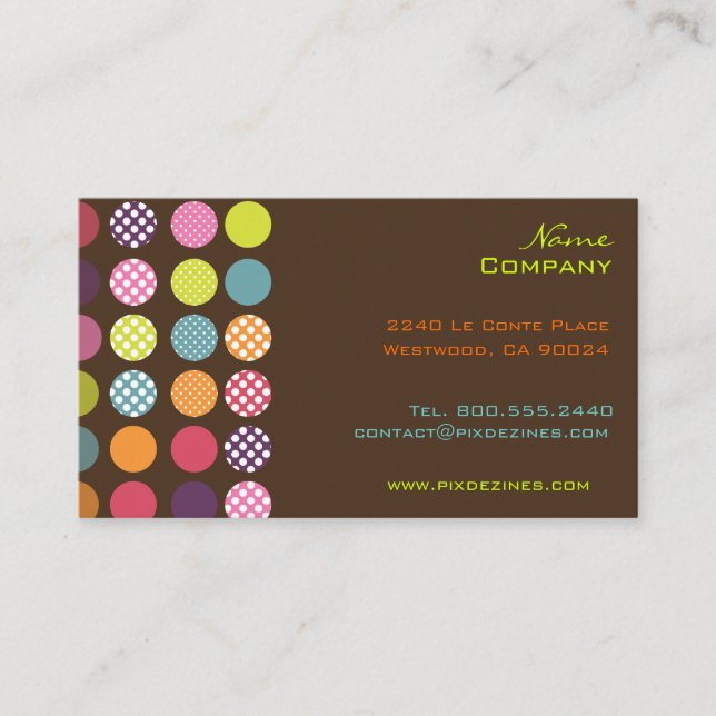 Funky retro dots dots/ DIY background colour Business Card (Front)
