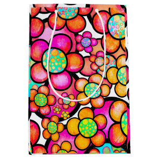 Funky retro flower medium gift bag