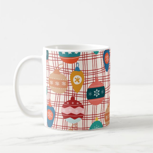 funky retro groovy vintage nostalgic christmas  coffee mug (Left)
