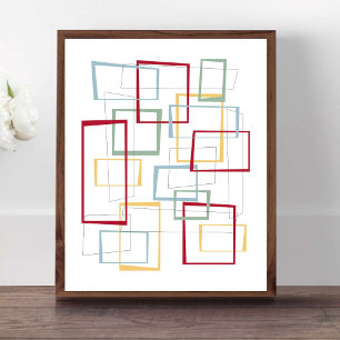 Funky Retro Mid-century Squares Poster