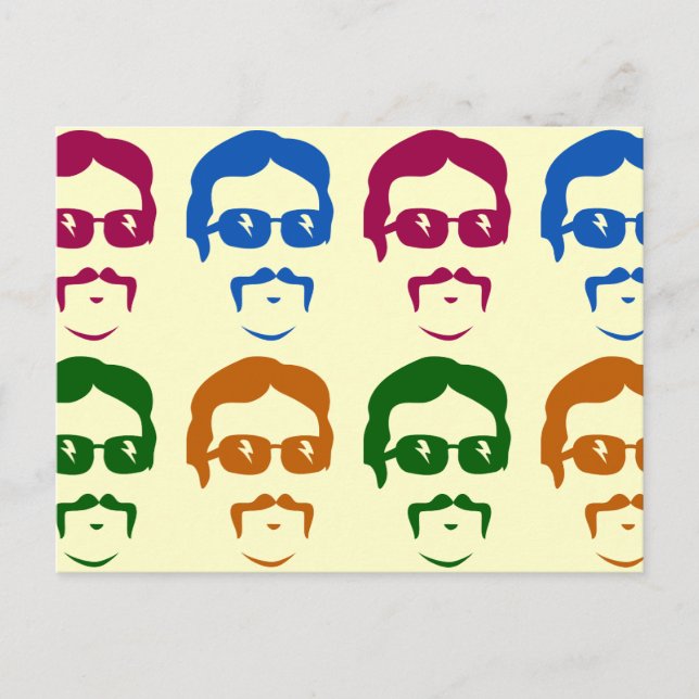 Funky Retro Moustache Man Postcard (Front)