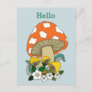 Funky Retro Mushroom  Postcard