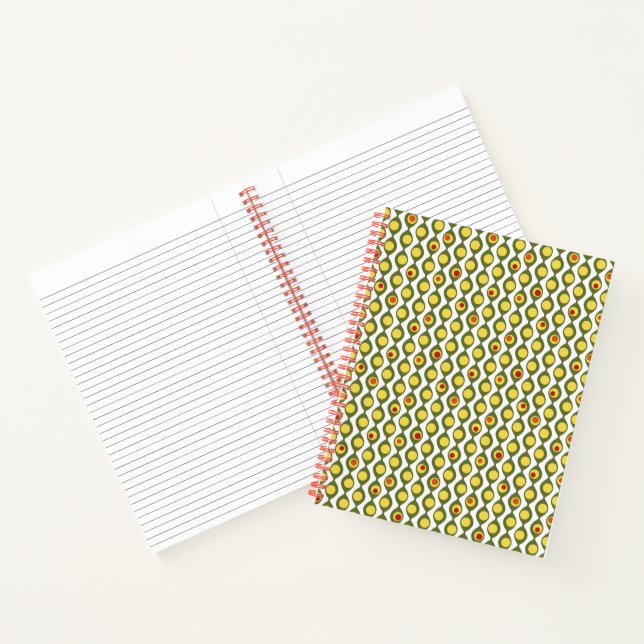 Funky Retro Olive Bead Custom Colours Pattern Notebook (Inside)