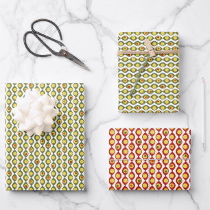 Funky Retro Olive Bead Custom Colours Pattern Wrapping Paper Sheet